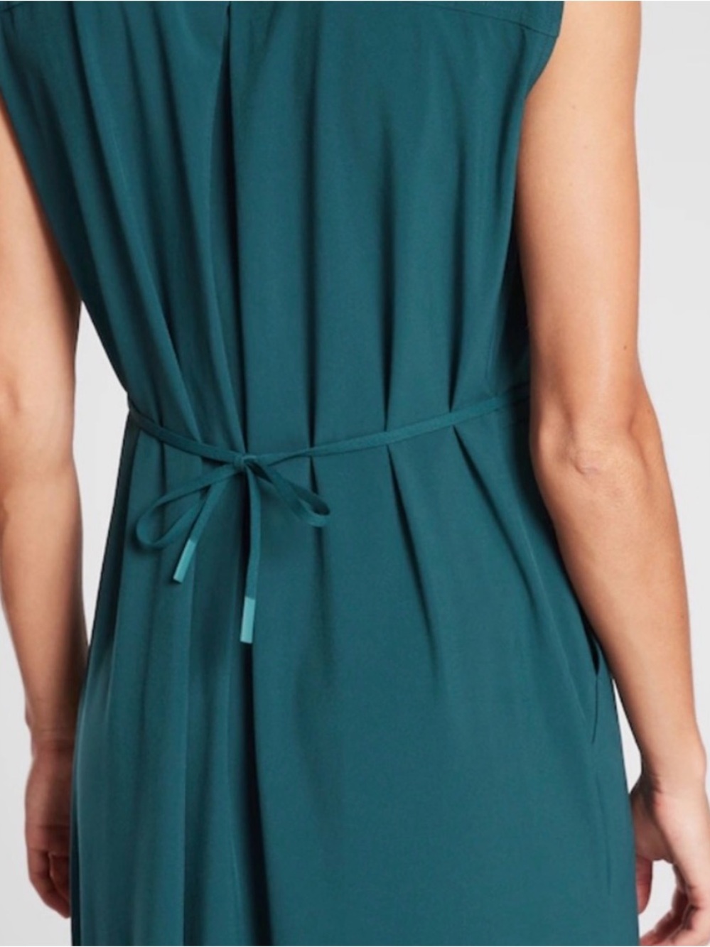 Athleta Teal Sleeveless Maxi Dress with Tie-Back Waist - Picture 2 of 10